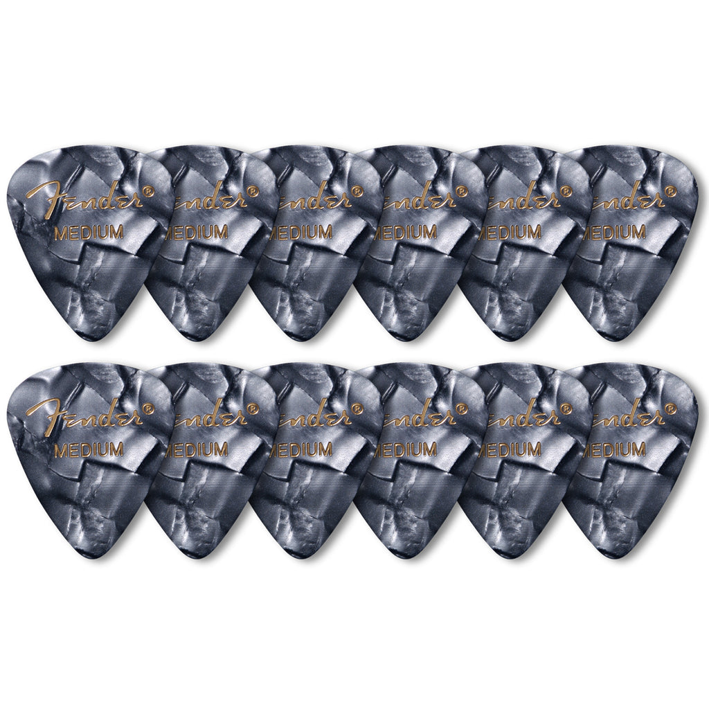 Fender Premium Celluloid 351 Shape Picks Medium Black Moto 12 Pack - 1980351843