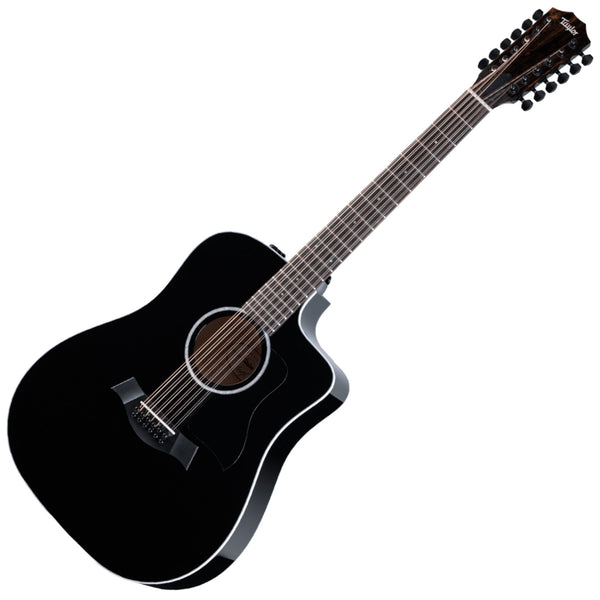 Taylor 250CE Plus 12-String Dreadnought Torrefied Spruce Top Layered Maple Back/Sides Acoustic Electric Cutaway w/Aerocase in Black-250CEBLKPLUS