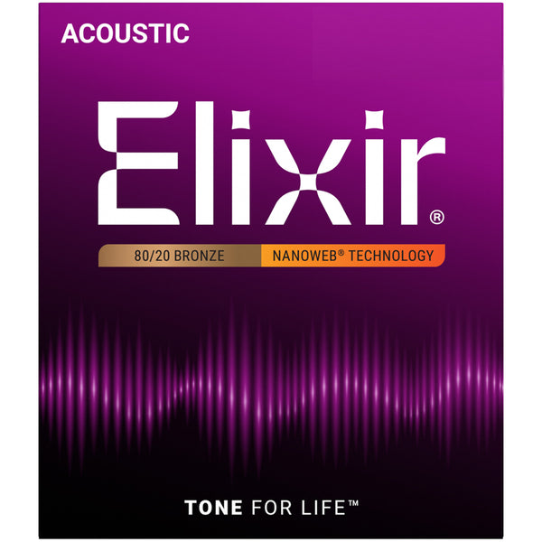 Elixir Acoustic Strings Nanoweb 80/20 Bronze Light 12/53 - 11052