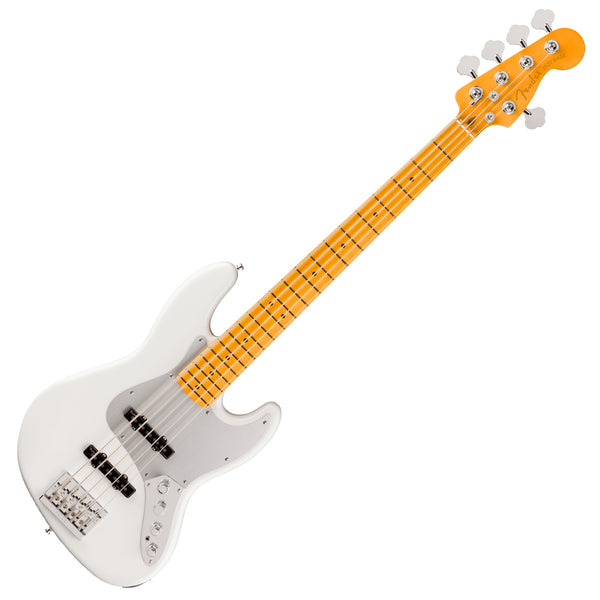 Fender American Ultra II Jazz Bass V 5 String Electric Bass Maple Fingerboard in Avalanche w/Case - 0199122796