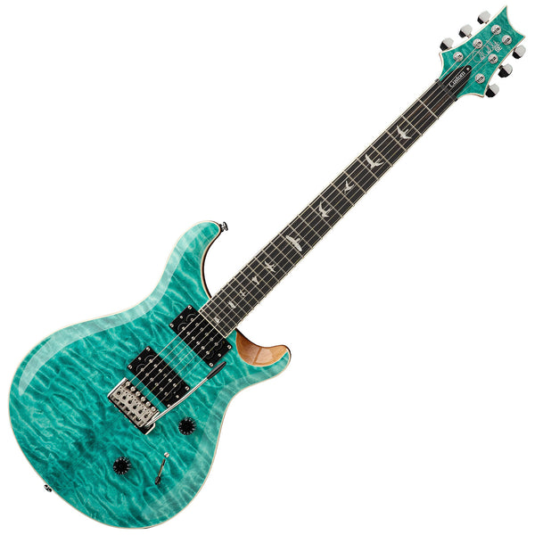 PRS SE Custom 24 Quilt Electric Guitar in Turquoise w/Gig Bag - CU44QQEIBTU