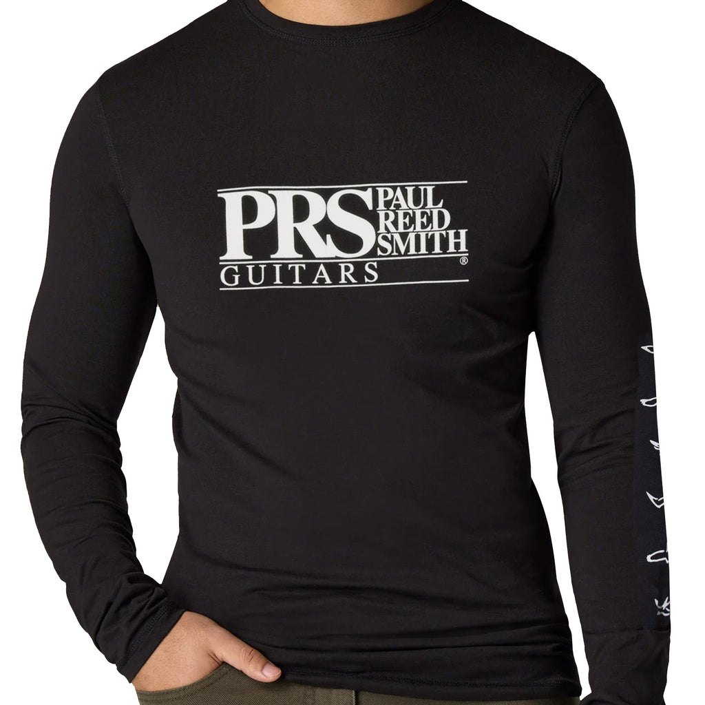 PRS T-Shirt Long-Slv PRS Block Logo w/Bird Slv in Black - XL - 100101005001