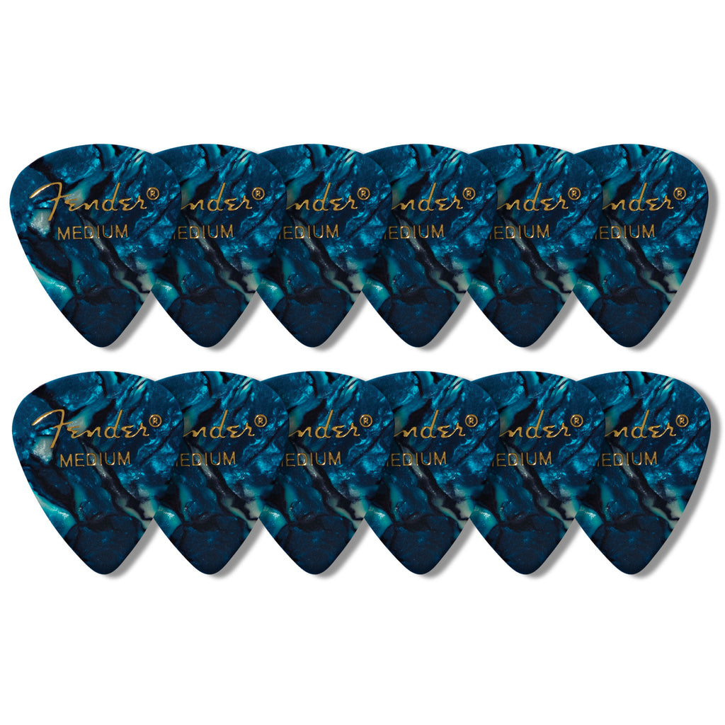 Fender Premium Celluloid 351 Shape Picks Medium Ocean Turquoise 12 Pack - 1980351808