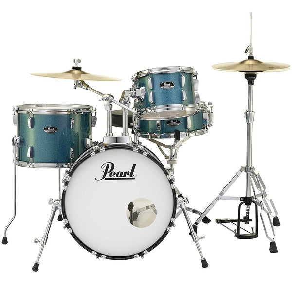 Pearl 4 Piece Roadshow Drum Kit in Aqua Blue Glitter w/Stands and Cymbals - RS584CC703