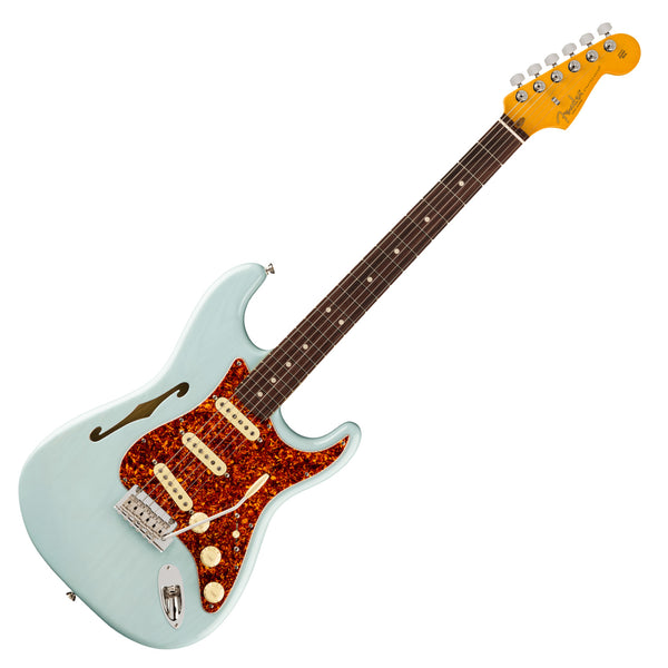 Fender American Professional II Stratocaster Thinline Electric Guitar Rosewood in Transparent Daphne Blue - 0171010726