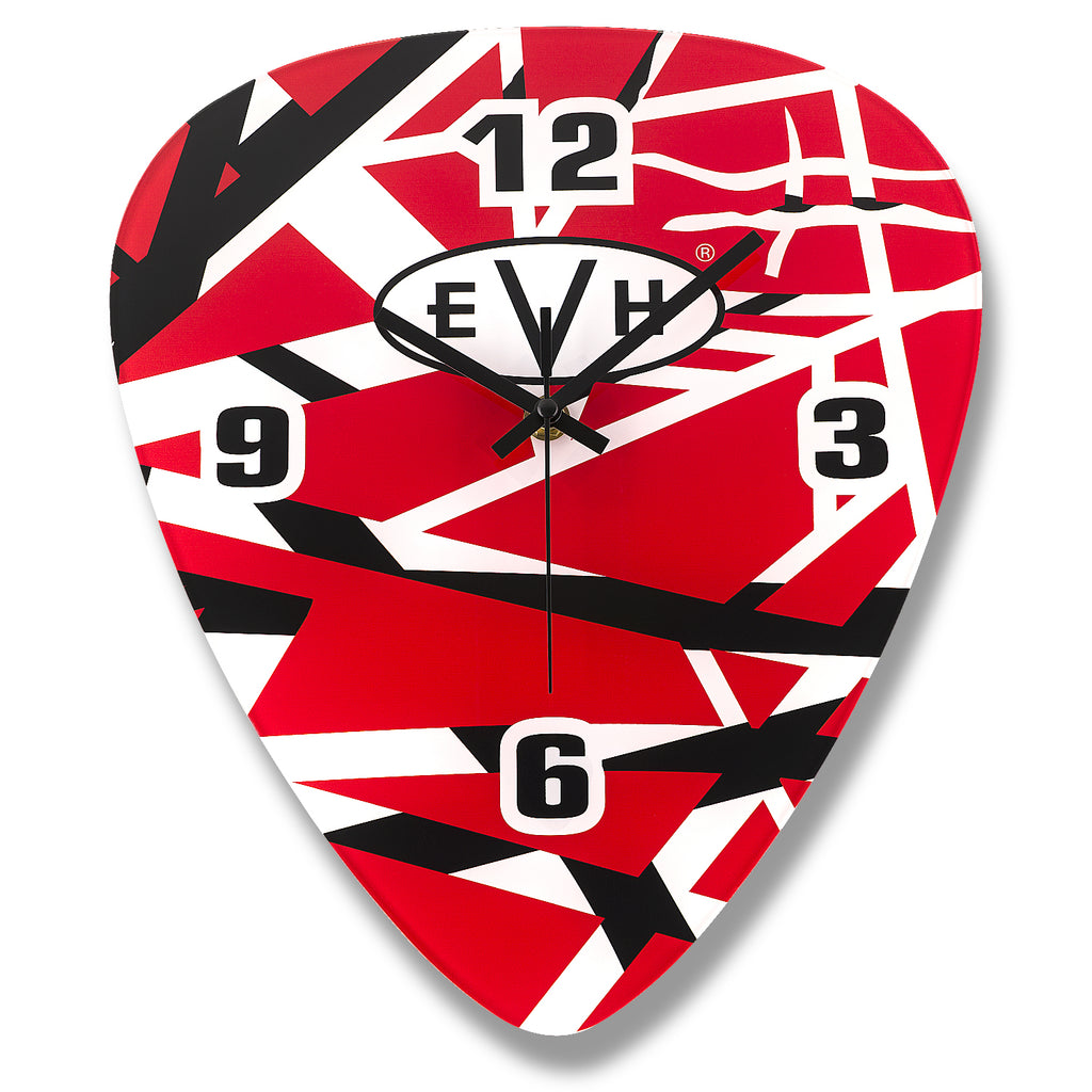 EVH Pick Shape Wall Clock w/Red White Black Stripes - 0227281000