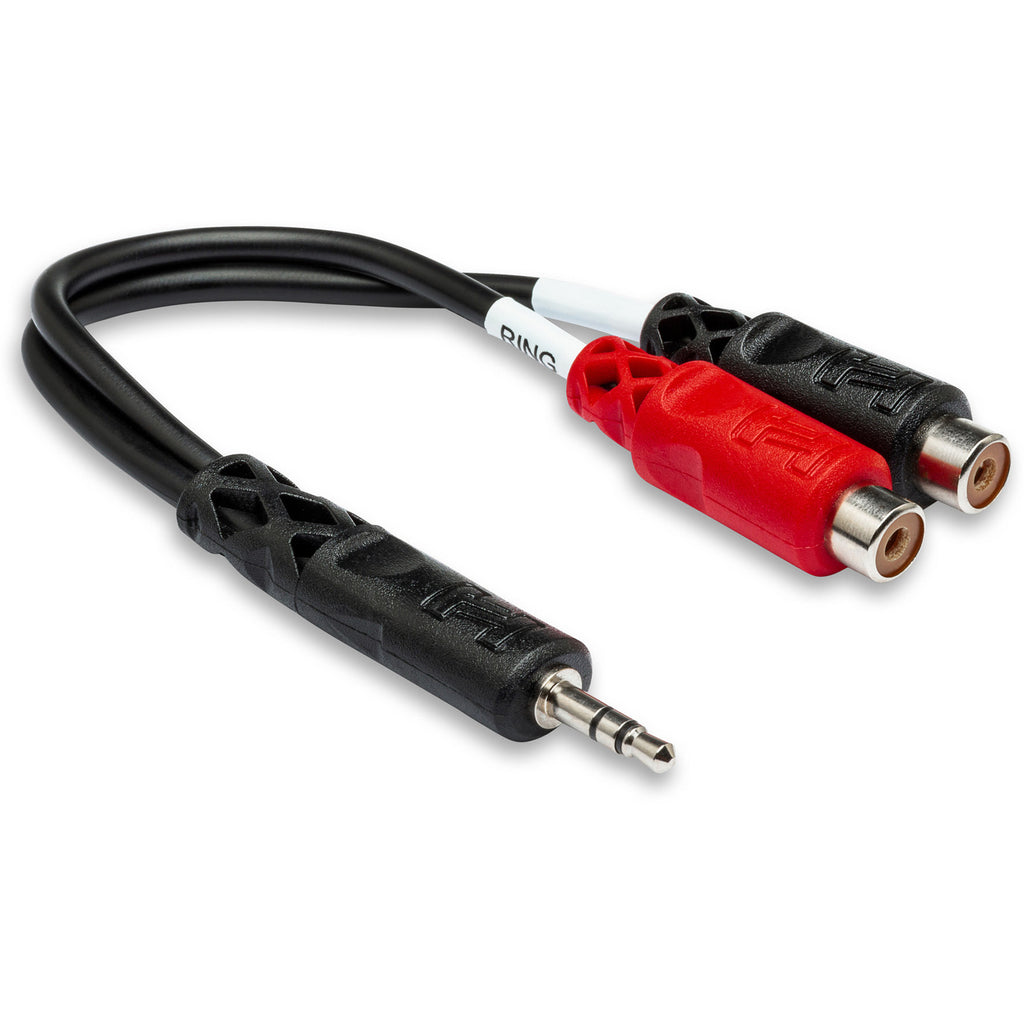 Hosa 3.5 mm TRS Male to 2x RCA Female| Stereo Breakout Connector - YRA154