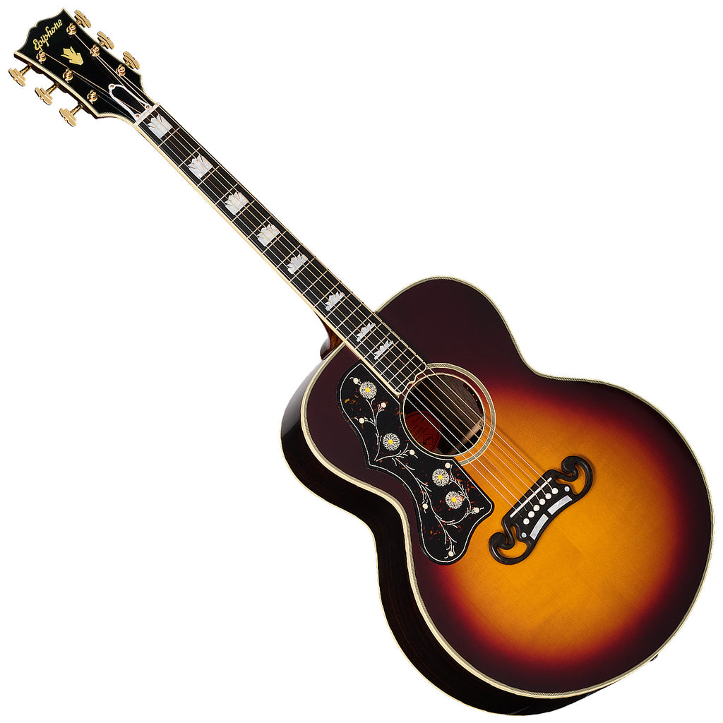 Epiphone Left Hand Inspired by Gibson Pre-War SJ200 Acoustic Electric Rosewood in Vintage Sunburst w/Gig Bag - ECPW200VSGHLH