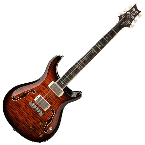 PRS SE Hollowbody II Piezo Electric Guitar Ebony in Orange Tiger Smokeburst w/Gig Bag - HBPFHFEIXN51OB