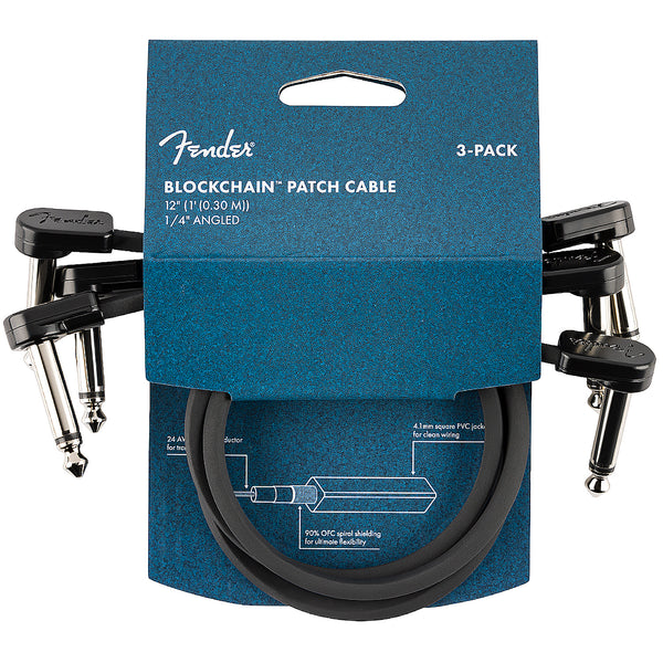 Fender Blockchain 12 inch Patch Cable 3-pack Angle/Angle - 0990825010