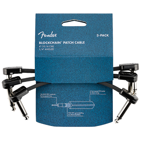 Fender Blockchain 4 inch Patch Cable 3-Pack Angle/Angle - 0990825007