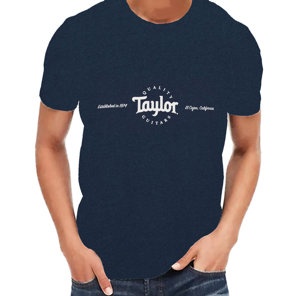 Taylor Mens Classic T-Shirt in Navy Blue/Grey - Large - 300137