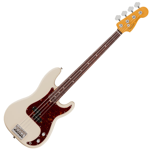 Fender American Professional Precision Electric Bass Rosewood in Olympic White w/Case - 0192910705