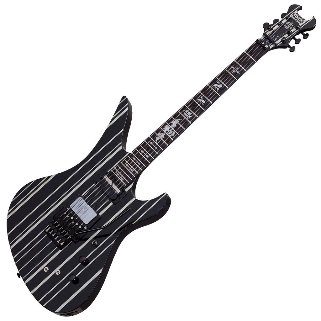 Schecter Synyster Gates Custom S Electric Guitar in Gloss Black Silver Pin Stripes - 1741SHC