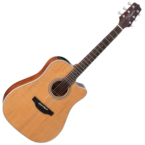 Takamine G 20 Series Dreadnought Acoustic Electric Cedar Top Cutaway in Natural Satin - GD20CENS