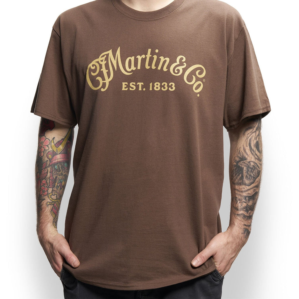 Martin Script Logo Tone on Tone T Shirt Walnut Brown 2XL - 18CM02682X