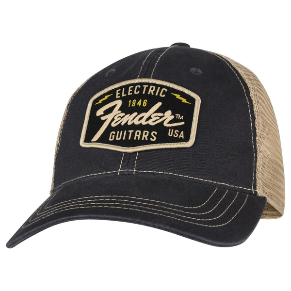 Fender Transition Logo Patch Hat, Black/Stone Adjustable Strap - 9122421203