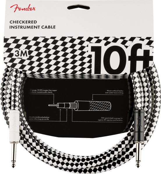 Fender Pro 10 foot Instrument Cable Checkerboard - 0990810288