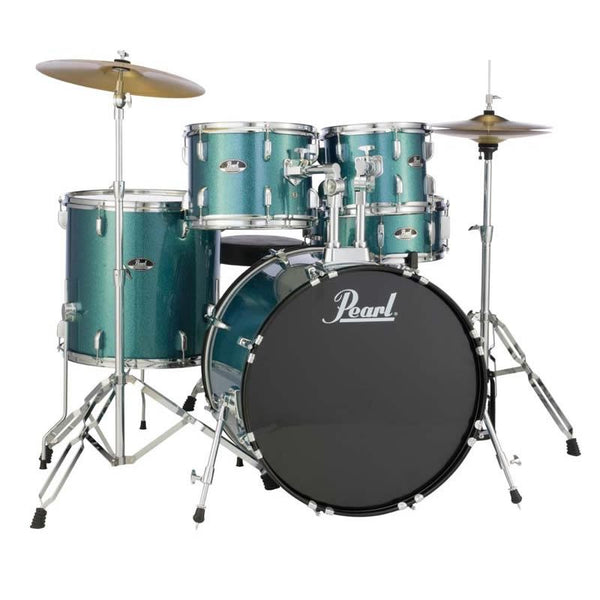 Pearl 5 Piece Roadshow Drum Set in Aqua Blue Glitter w/Stands & Cymbals - RS505CC703