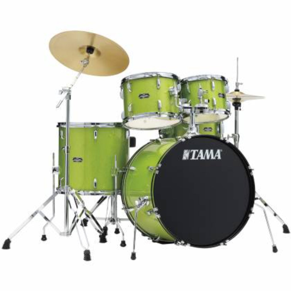 Tama Stagestar 5 Piece Drum Kit w/Hardware and Cymbals in Lime Green Sparkle - ST52H5CLGS