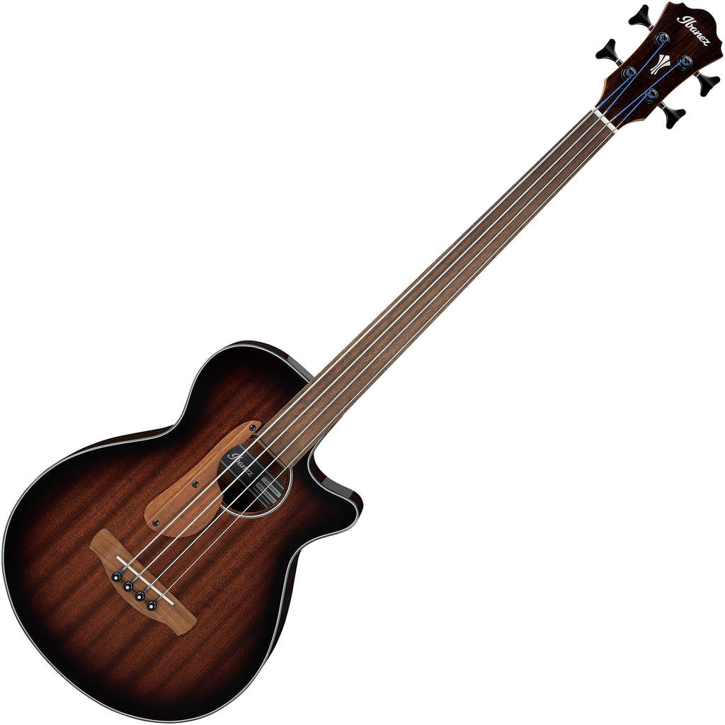 Ibanez AEG Fretless Acoustic Electric Bass Sapele in Mahogany Sunburst High Gloss - AEGB24FEMHS