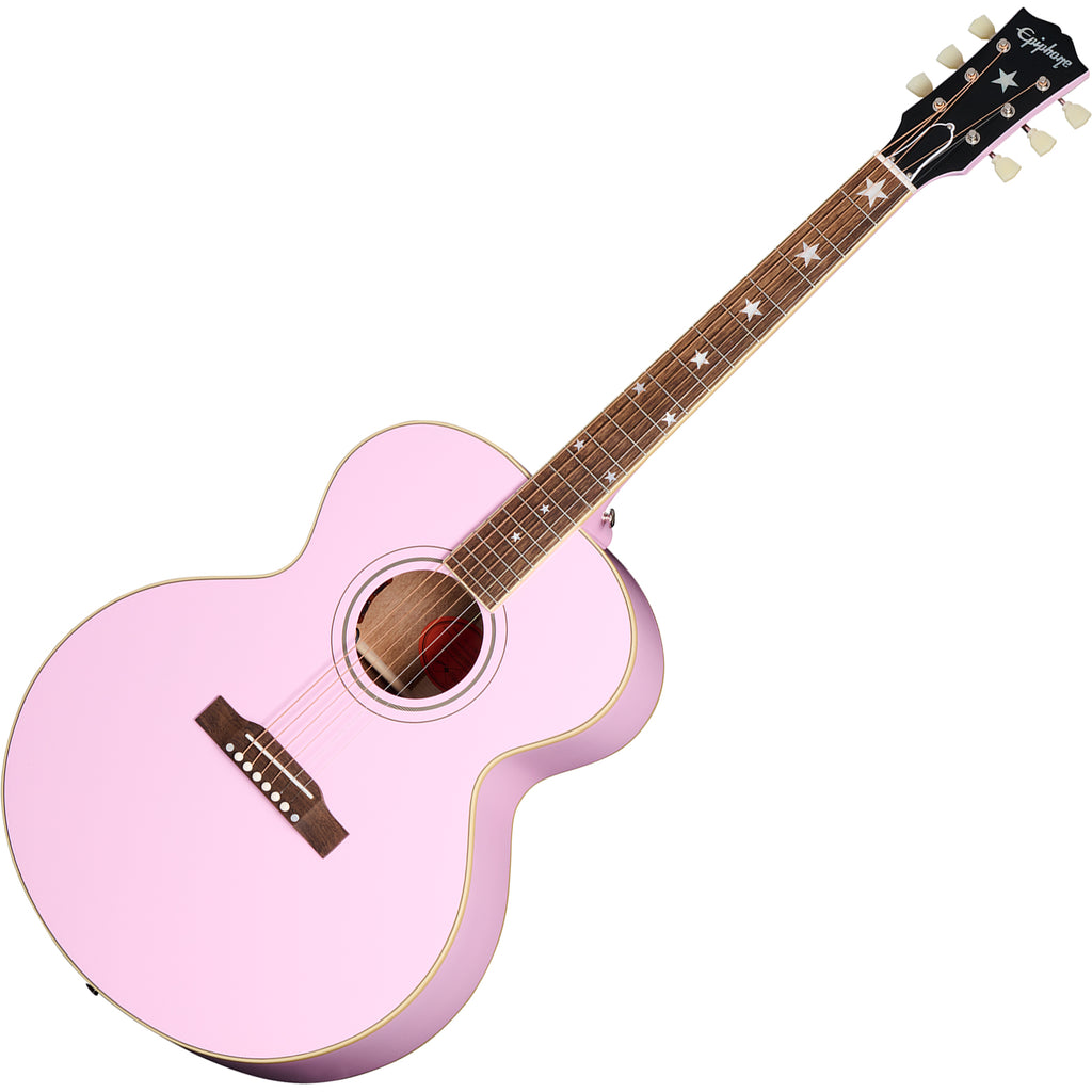 Epiphone J-180 LS Series Acoustic Electric in Pink w/Case - ECJ180LSPNKNH