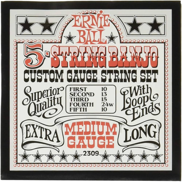 Ernie Ball 5 String Banjo Medium Loop End Strings 10-10 - 2309EB