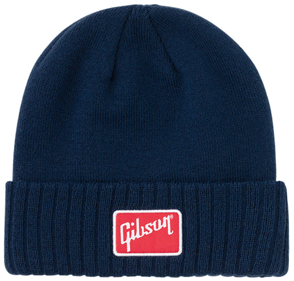 Gibson Cuffed Beanie in Navy with Logo Patch - GHTBLUEBEANIE