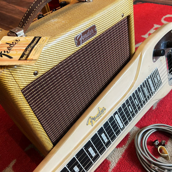 USED SPECIAL! Fender 1958 Lap Steel in White AND 1959 60 Fender Champ Tube Guitar Amplifier - USD59CHAMPAMP&LAPSTEEL