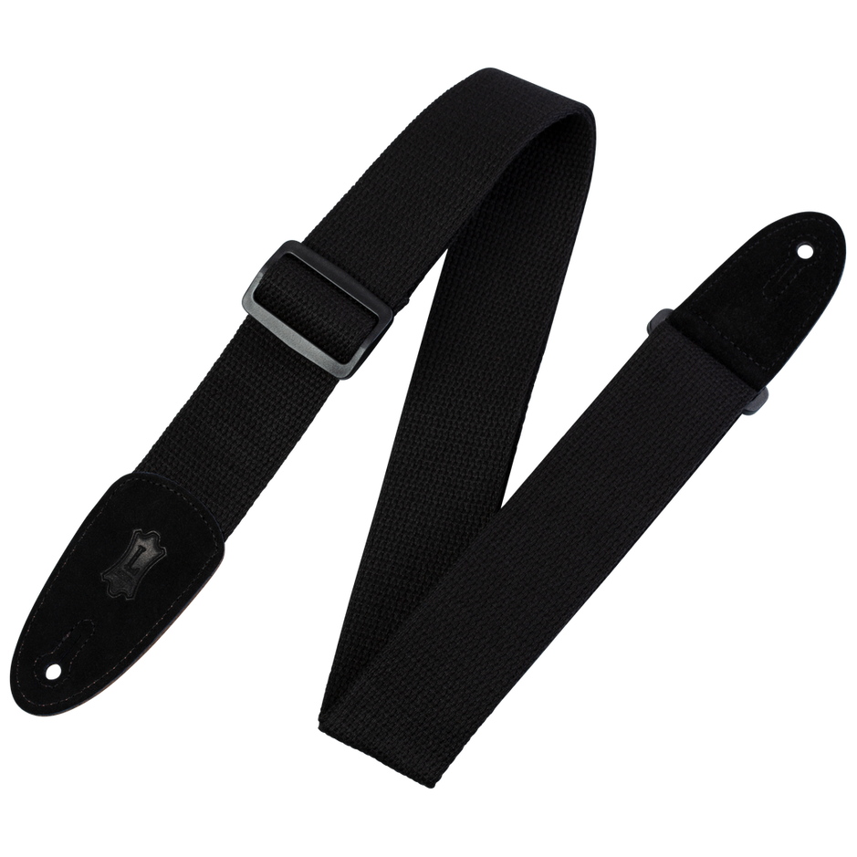 Levys 2 Inch Cotton Guitar Strap w/Suede Ends in Black - MC8ABLK