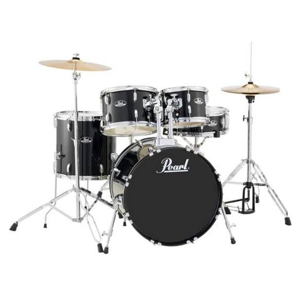 Pearl 5 Piece Roadshow Drum Set in Jet Black w/Stands & Cymbals - RS505CC31