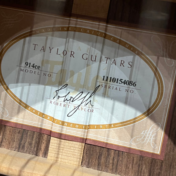 USED SPECIAL! Taylor 914CE Acoustic Electric Sitka Spruce Indian Rosewood Expression w/HardShell Case - USD914CE