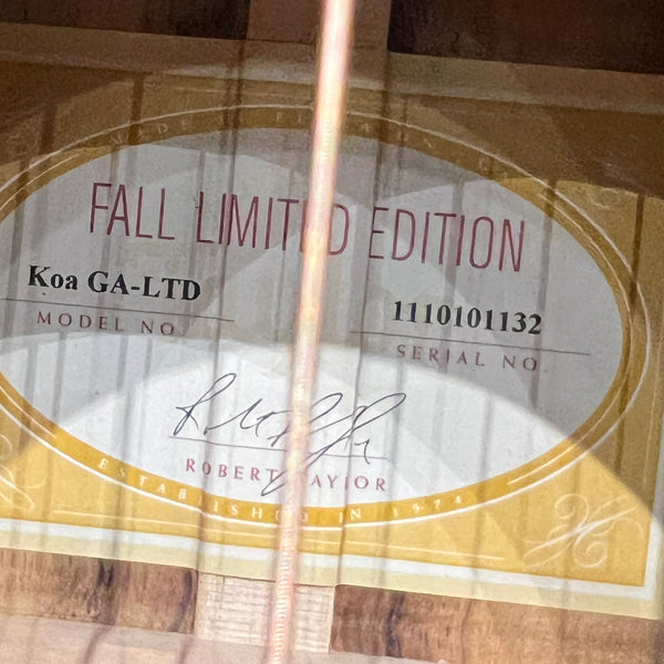 USED SPECIAL! Taylor GA Fall LTD Acoustic Electric All Solid AA Koa Expression w/Hard Case- USDGAKOAFALLLTD