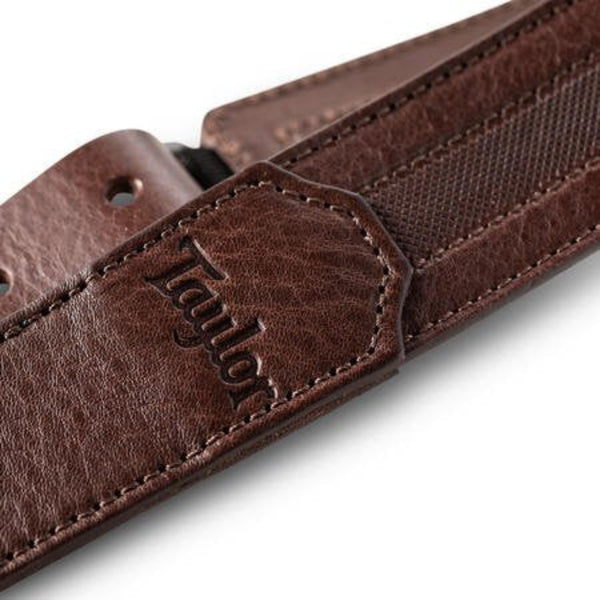Taylor 1.50" Slim Vegan Leather Strap,Chocolate Brown Engraving Embossed Logo - 420615