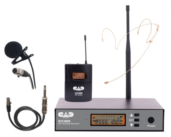 CAD Wireless Bodypack Microphone System w/Lavalier,Headset & Guitar Cable - WX1000BP