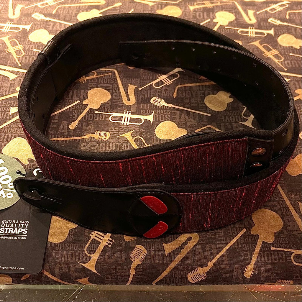 RightOn BOXEO Guitar Strap in Red with Black Trim - BOXEORD