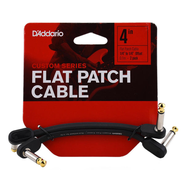 D'addario 4'' Offset Right-Angle Flat Guitar Cable - 2 Pack - PWFPRR204OS
