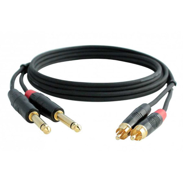 Digiflex 3 Foot Pro Dual Adapter Cable 2 x RCA to 2 x Phone Plugs - HE2R2P3