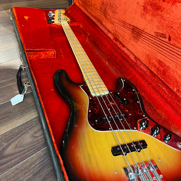 USED SPECIAL! Fender 1973 Jazz Electric Bass in 3-Color Sunburst w/Case - USD1973JAZZBASS