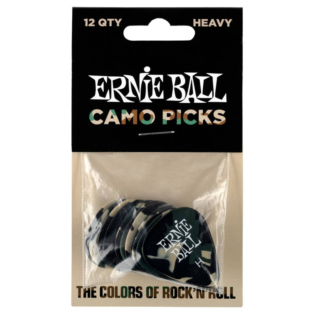Ernie Ball Cellulose Heavy Camouflage Picks Pack of 12 - 9223EB