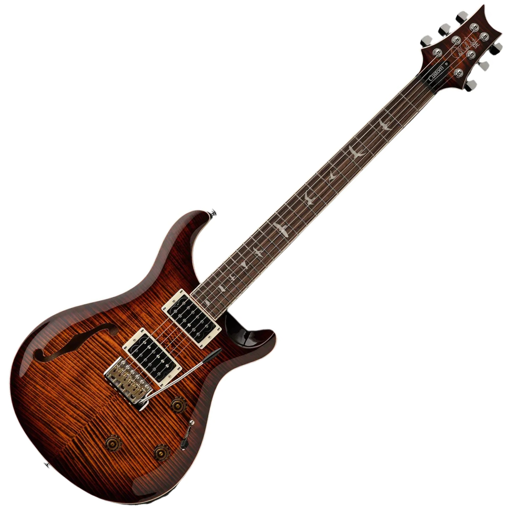 PRS SE Custom 24 SemiHollow Piezo Electric Guitar in Orange Tiger Smokeburst - CPSH44OB