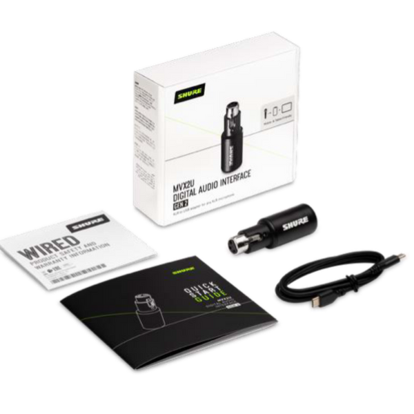 Shure MVX2U Gen 2 Digital Audio Interface XLR to USB in Black - MVX2UG2