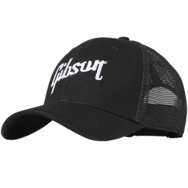Gibson Logo Trucker Snapback Hat in Black - GHTBTS