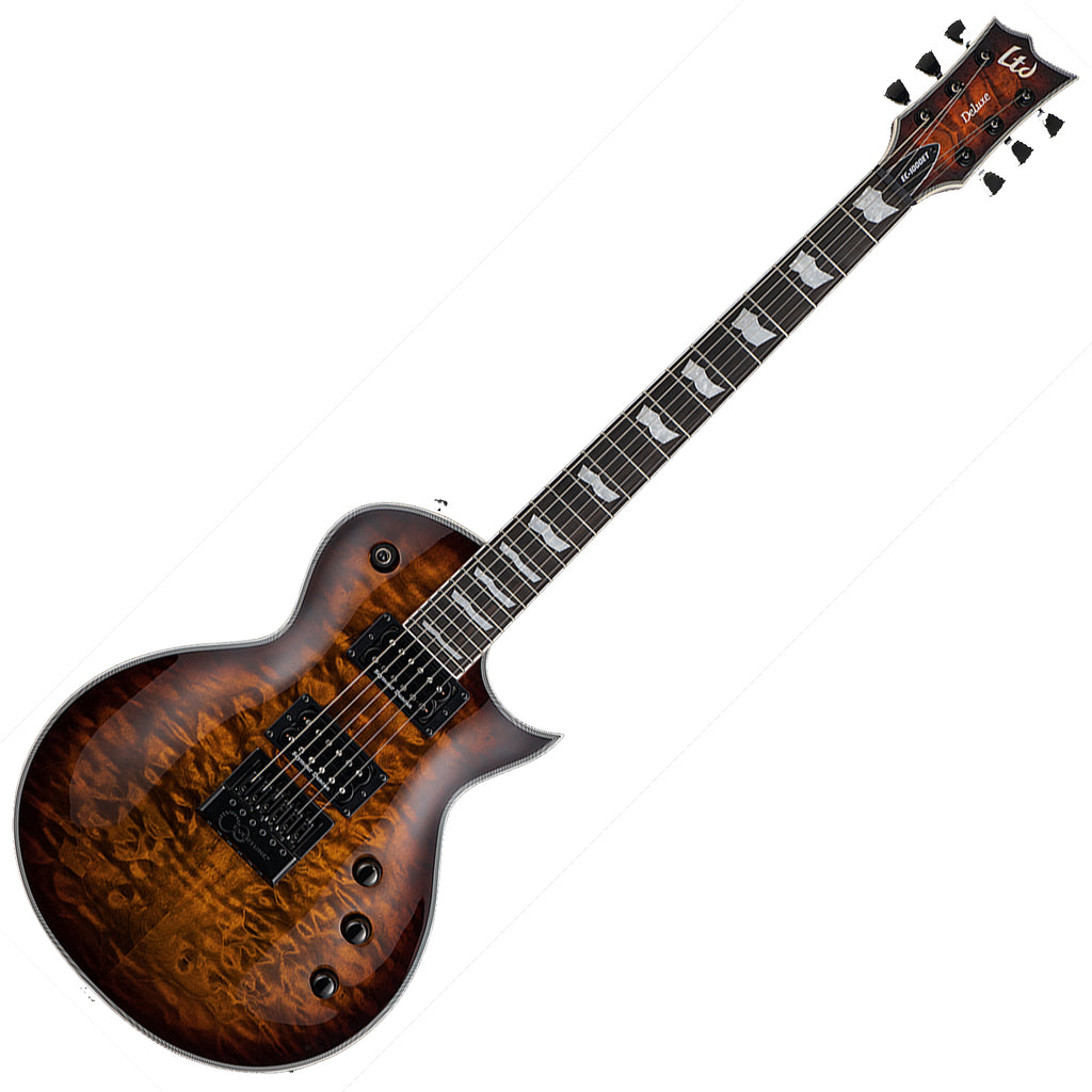 ESP LTD EC1000 Evertune Electric Guitar in Dark Brown Sunburst.