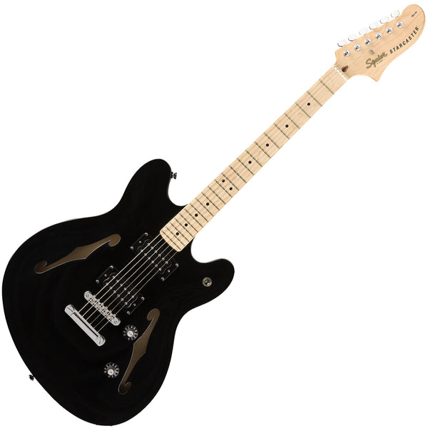 Squier Affinity Starcaster Semi Hollow Body Electric Guitar Maple in Black - 0370590506