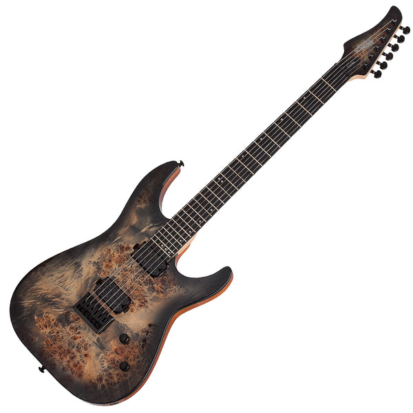 Schecter C6 Pro Electric Guitar Burled w/Top Coil Tap in Charcoal Burst - 3631SHC