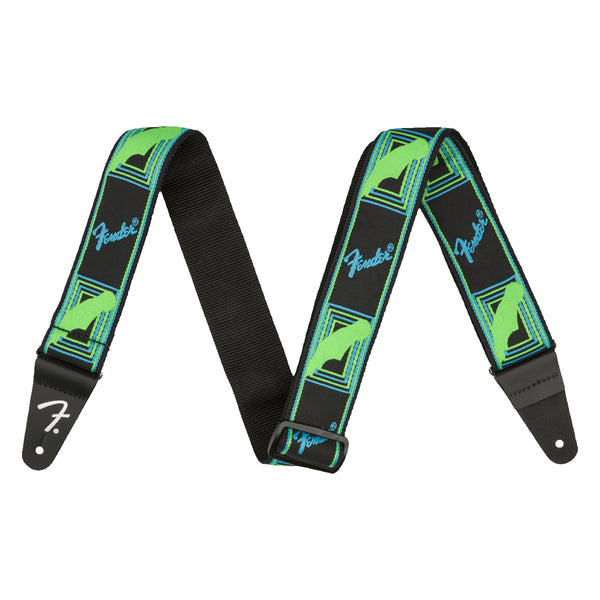 Fender Neon Monogrammed Strap Green and Blue - 0990681303