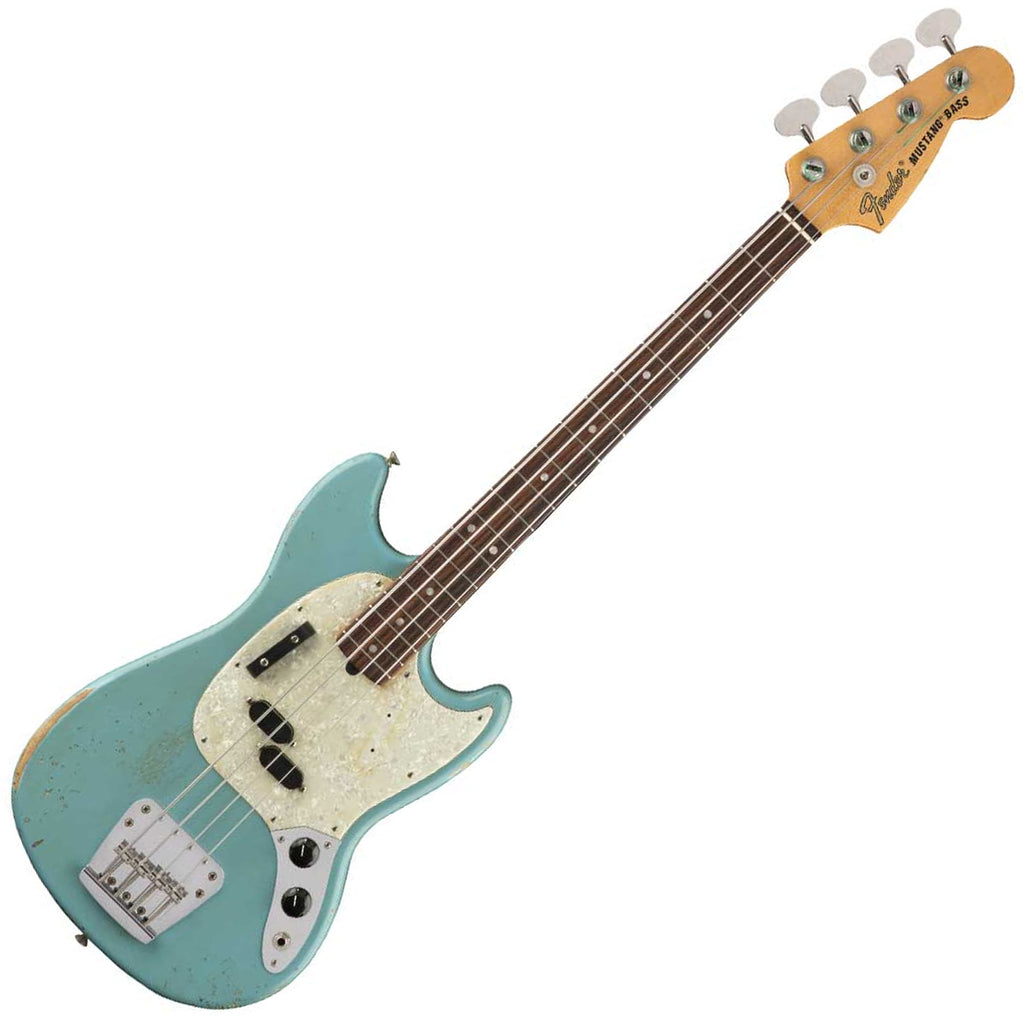 Fender JMJ Road Worn Mustang Electric Bass Rosewood in Faded Daphne Blue w/Bag - 0144060390
