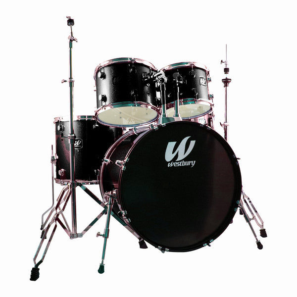 Westbury W575TBS 5 Piece Drum Kit in Black Sparkle w/Hardware Cymbals and Drum Stool