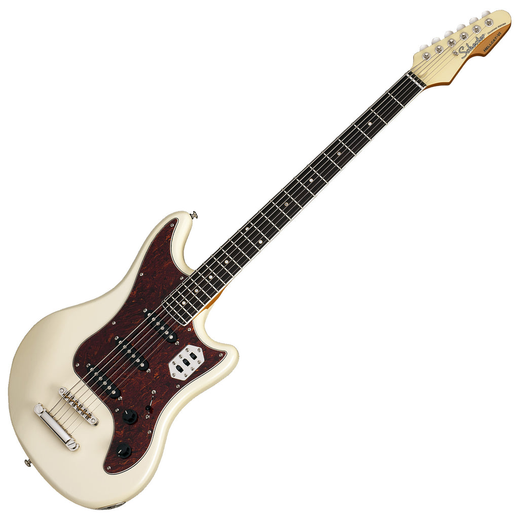 Schecter Hellcat-6 Baritone Electric Guitar in Ivory Pearl - 294SHC